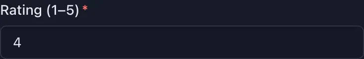 A number input showing a rating of 4.