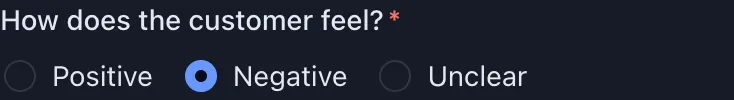 Positive, Negative, and Unclear radio options.