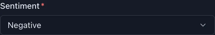 A closed dropdown showing Negative.