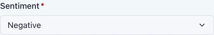 A closed dropdown showing Negative.