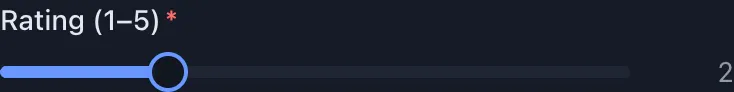 A rating slider between 1 and 5.