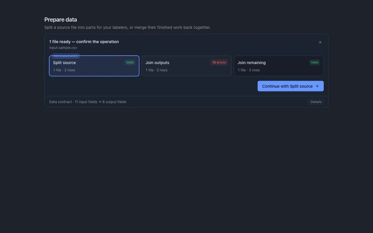 The confirm stage, showing the proposed operation and the files it will act on.