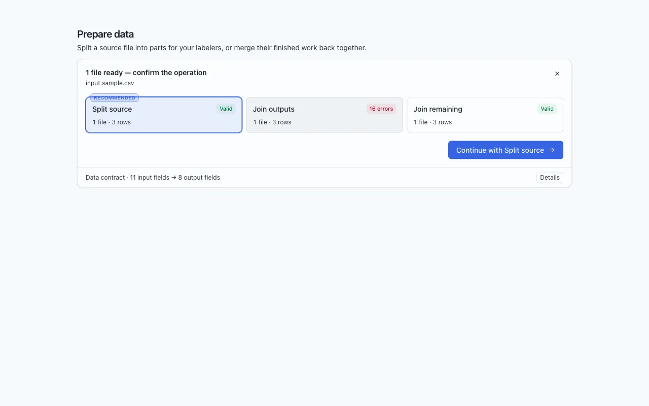 The confirm stage, showing the proposed operation and the files it will act on.